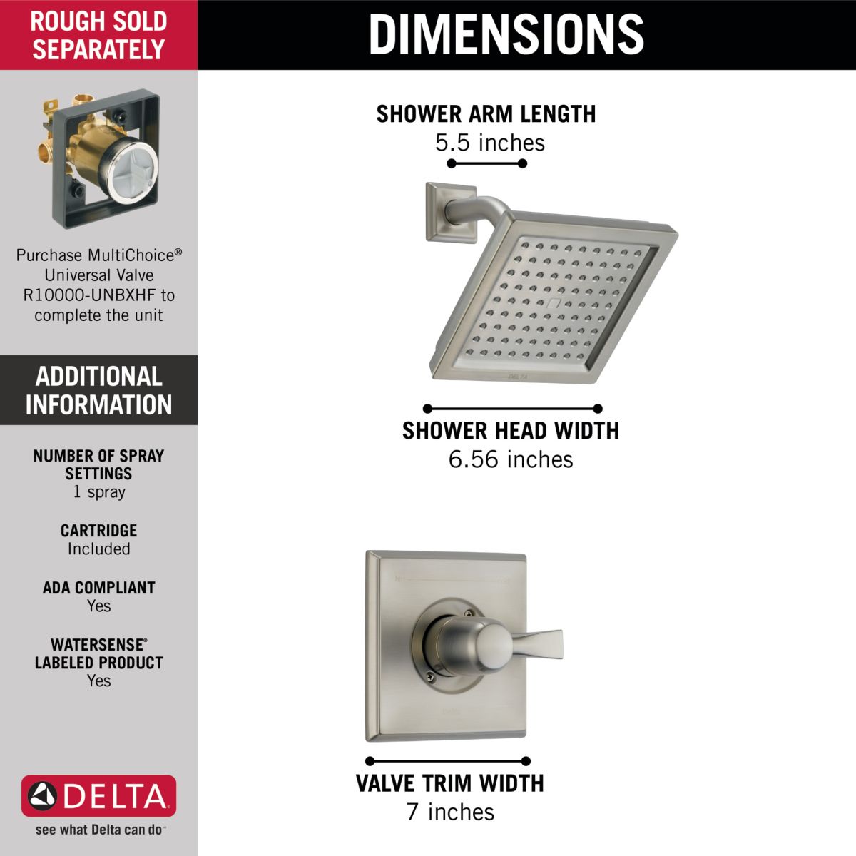 DELTA Dryden Monitor 14 Series Shower Trim — Stainless
