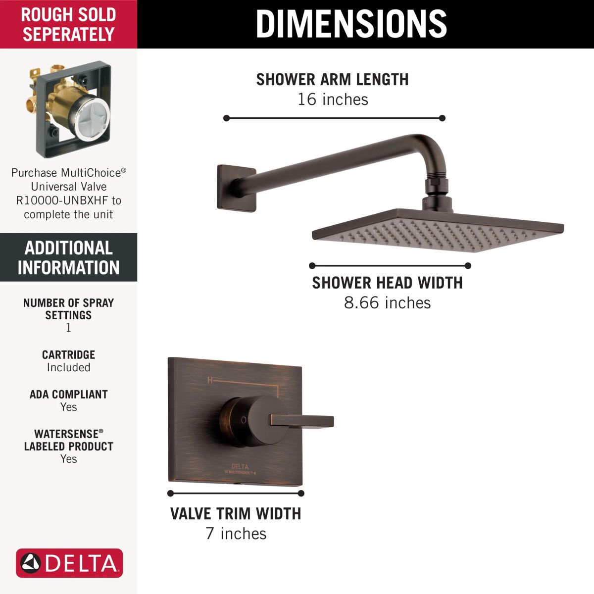 DELTA Vero Monitor 14 Series Shower Trim — Venetian Bronze