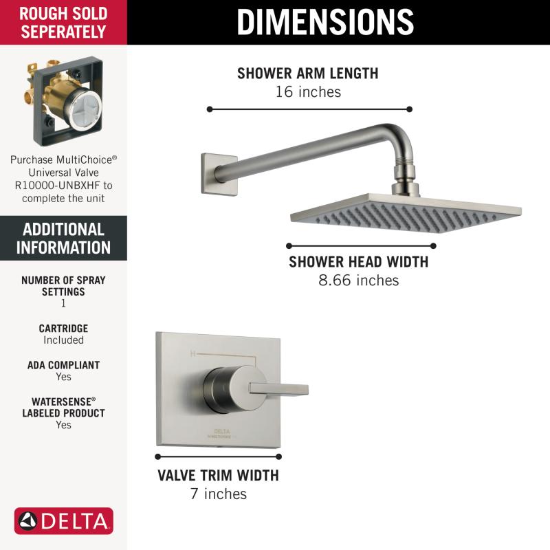 DELTA Vero Monitor 14 Series Shower Trim — Stainless