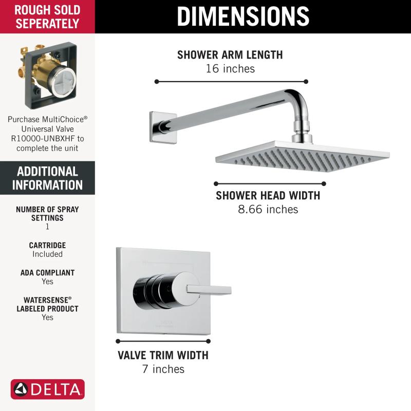 DELTA Vero Monitor 14 Series Shower Trim — Chrome
