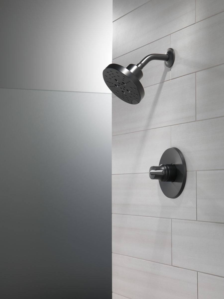DELTA Universal Showering Components H2OKINETIC 5-Setting Contemporary Raincan Shower Head — Matte Black