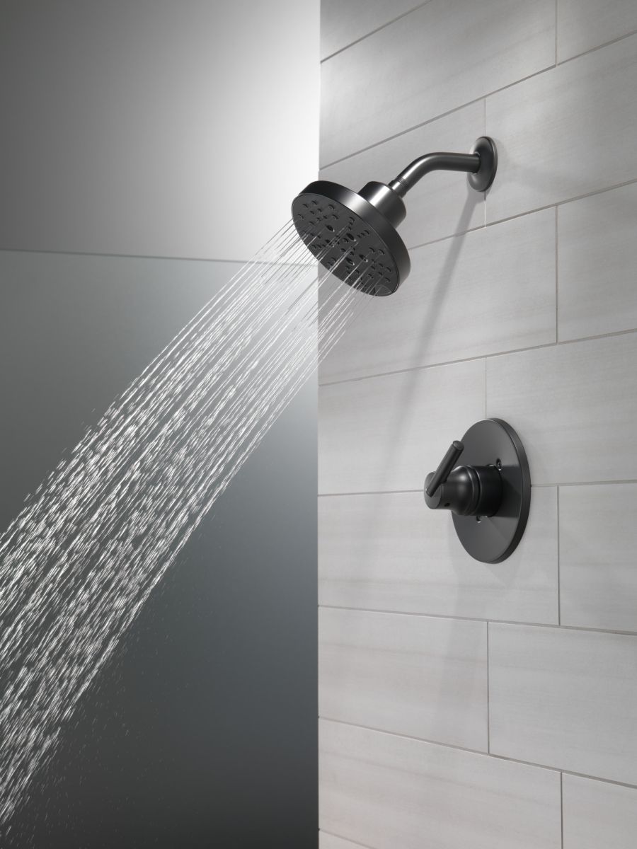 DELTA Universal Showering Components H2OKINETIC 3-Setting Raincan Shower Head — Matte Black