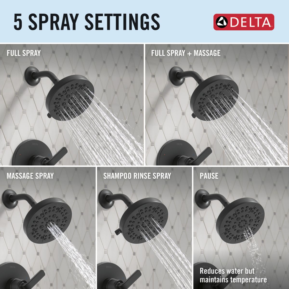DELTA Lineax Monitor 14 Series Shower Trim — Matte Black