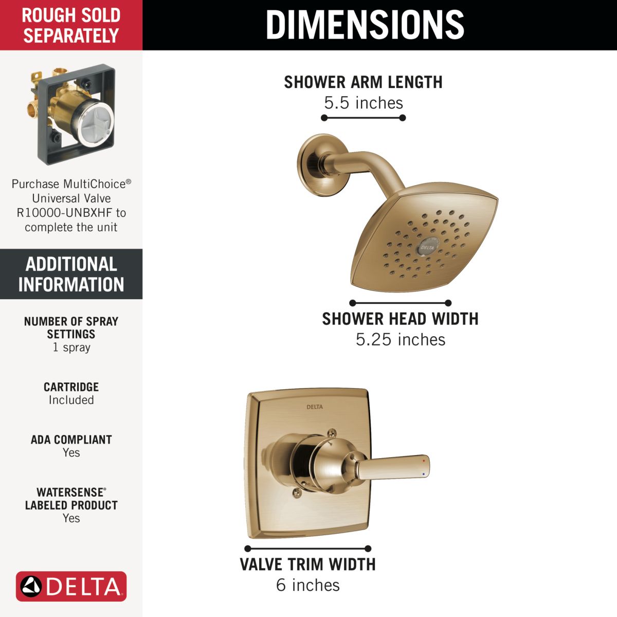 DELTA Ashlyn Monitor 14 Series Shower Trim — Champagne Bronze