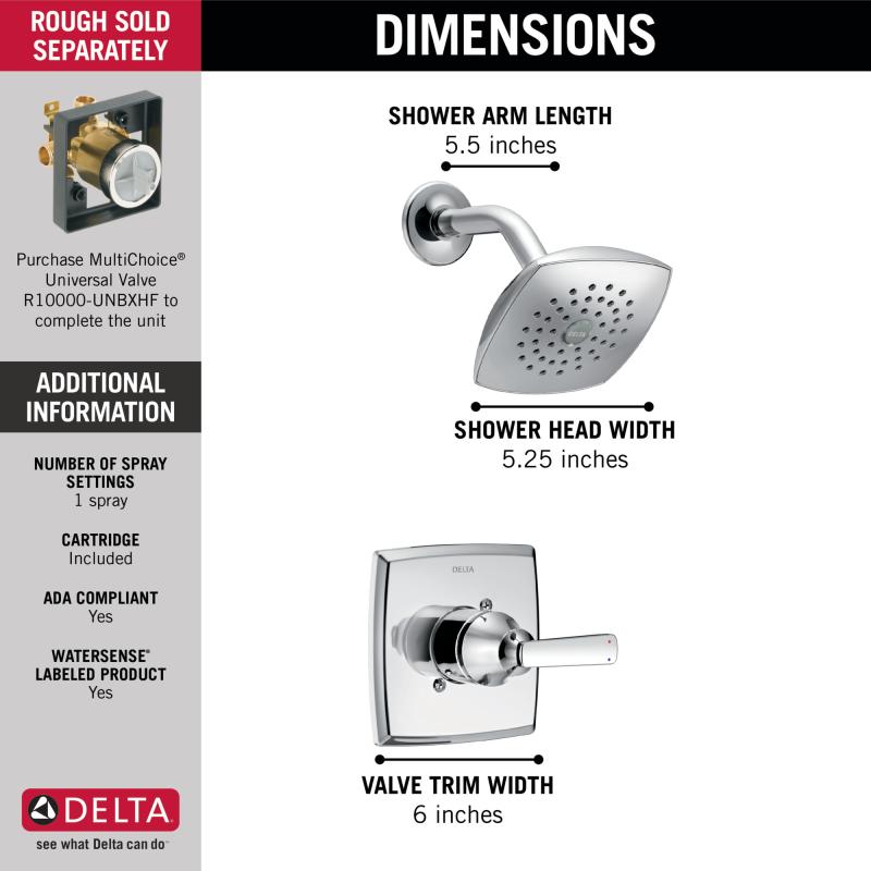 DELTA Ashlyn Monitor 14 Series Shower Trim — Chrome