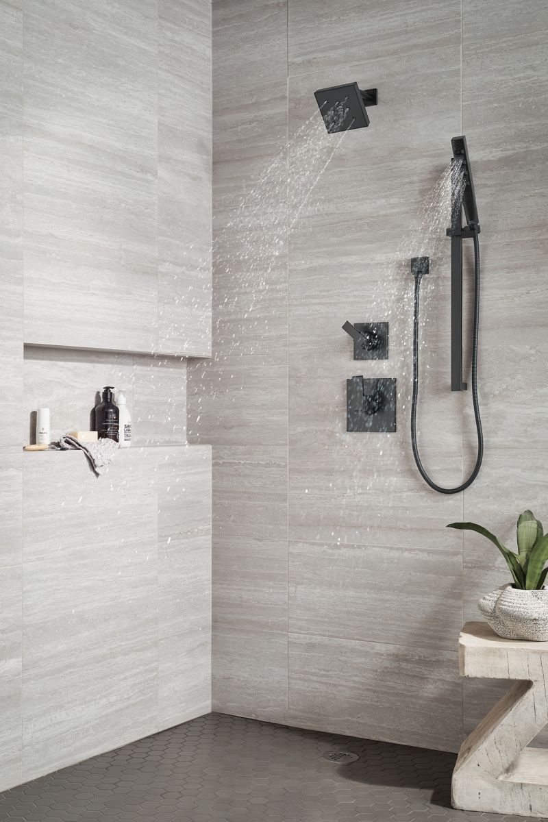 DELTA Universal Showering Components Square Wall Elbow for Hand Shower — Matte Black
