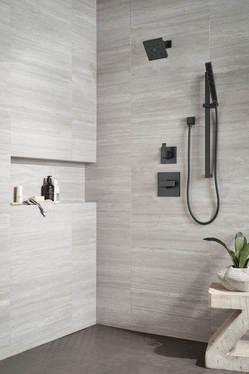 DELTA Universal Showering Components Square Wall Elbow for Hand Shower — Matte Black