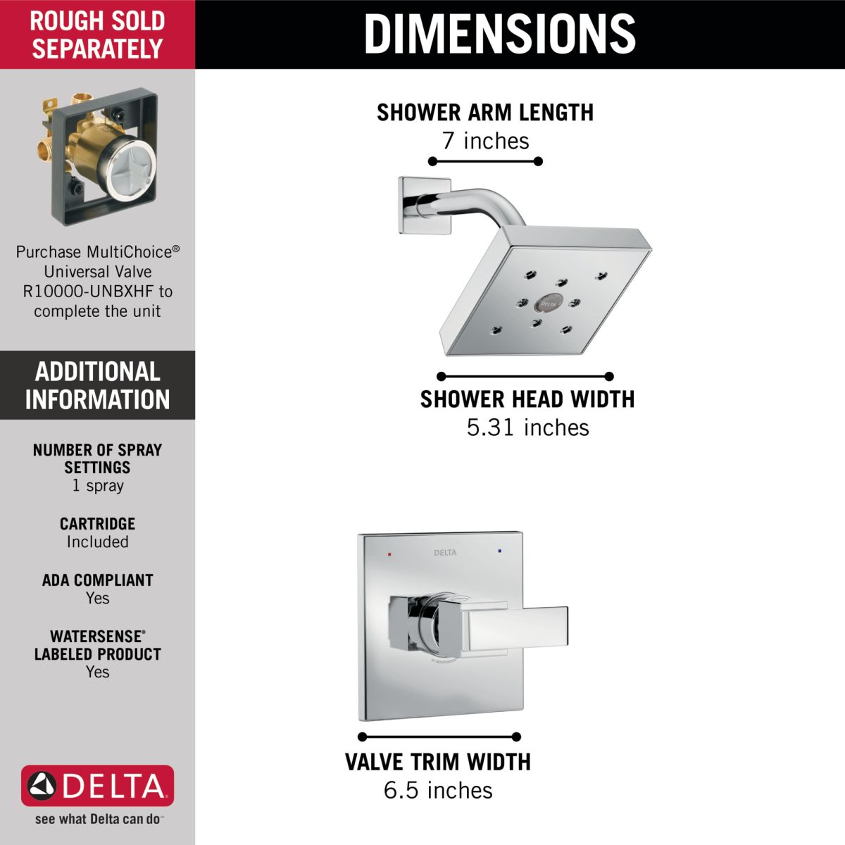 DELTA Ara Monitor 14 Series H2OKINETIC Shower Trim — Chrome