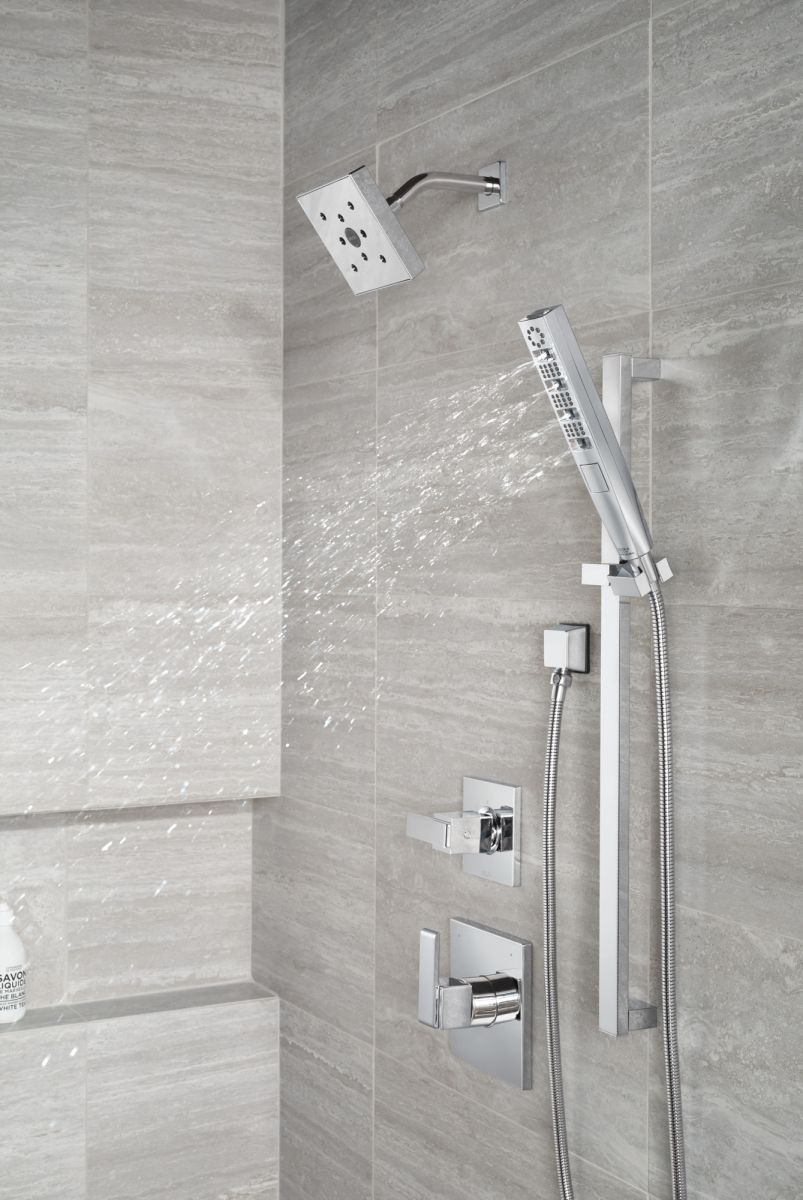 DELTA Universal Showering Components H2OKINETIC Hand Shower 1.75 GPM w/Slide Bar 4S — Lumicoat® Chrome