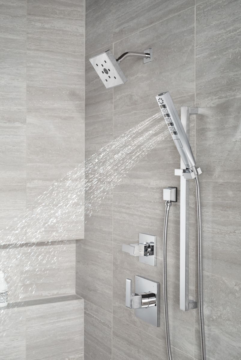 DELTA Universal Showering Components H2OKINETIC Hand Shower 1.75 GPM w/Slide Bar 4S — Lumicoat® Chrome