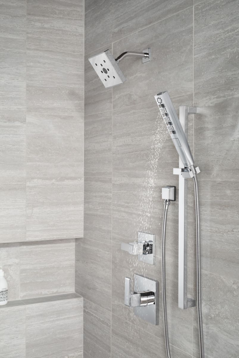 DELTA Universal Showering Components H2OKINETIC Hand Shower 1.75 GPM w/Slide Bar 4S — Lumicoat® Chrome
