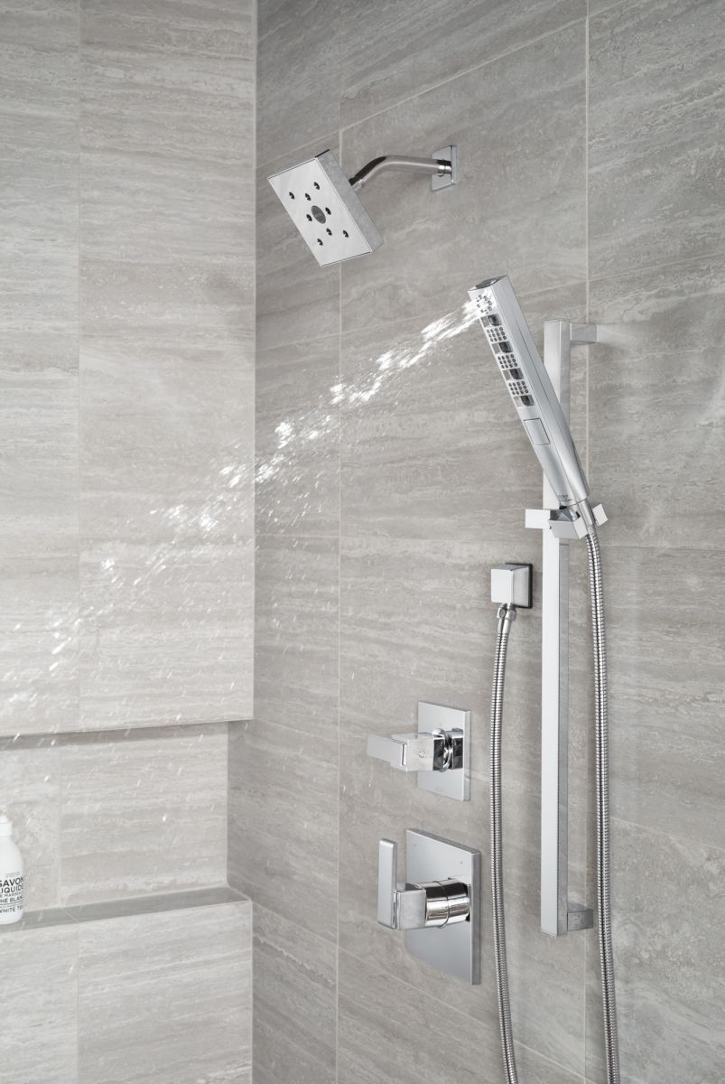 DELTA Universal Showering Components H2OKINETIC Hand Shower 1.75 GPM w/Slide Bar 4S — Lumicoat® Chrome