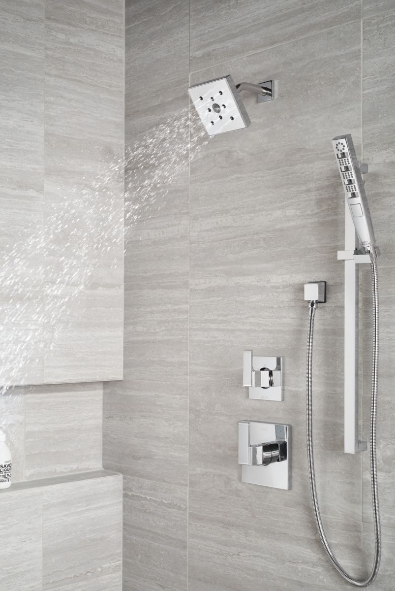 DELTA Universal Showering Components H2OKINETIC Hand Shower 1.75 GPM w/Slide Bar 4S — Lumicoat® Chrome