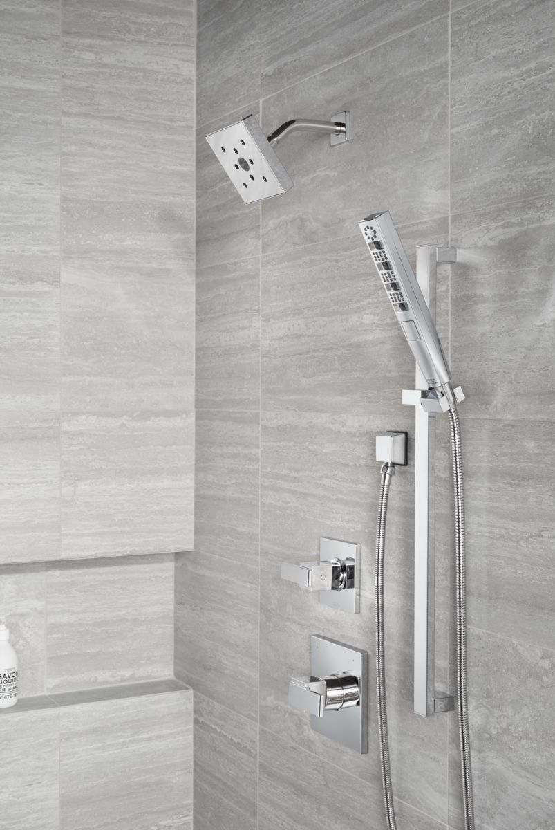 DELTA Universal Showering Components H2OKINETIC Hand Shower 1.75 GPM w/Slide Bar 4S — Lumicoat® Chrome