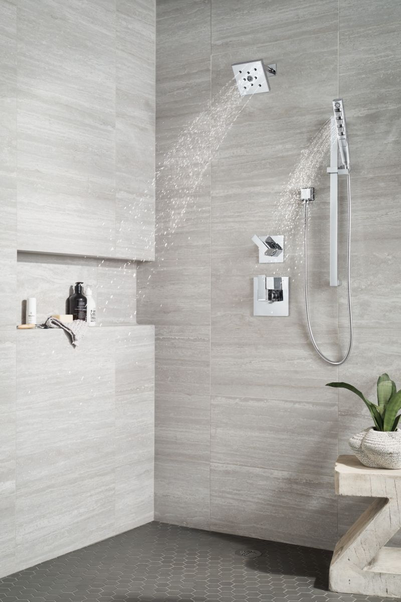 DELTA Universal Showering Components H2OKINETIC Hand Shower 1.75 GPM w/Slide Bar 4S — Lumicoat® Chrome