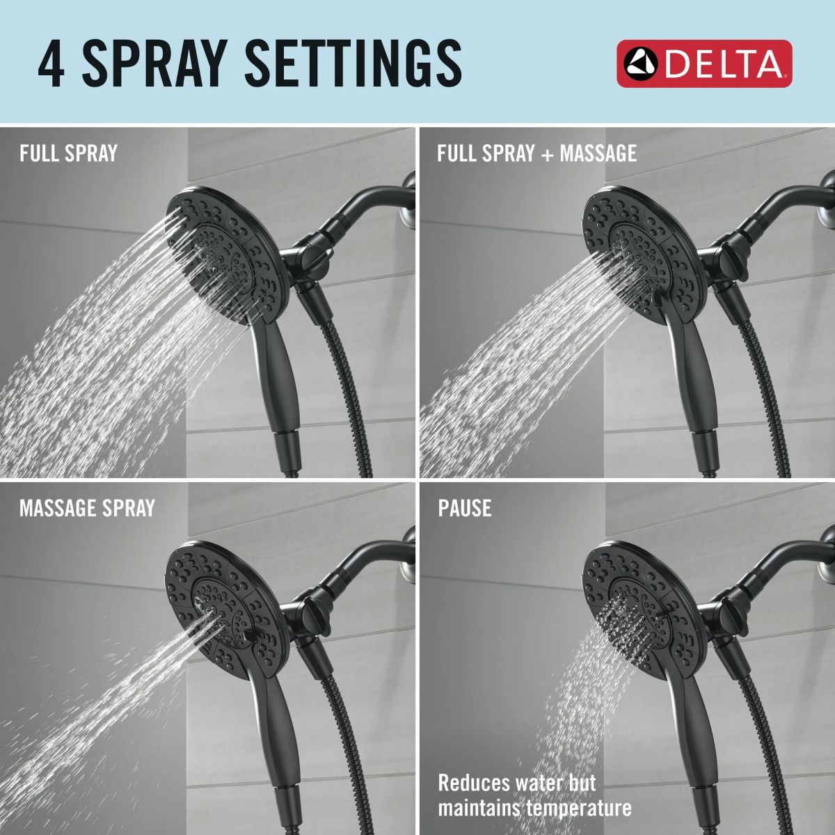 DELTA Albion  Monitor 14 Series Shower Only Trim Only with In2ition Hand Shower — Matte Black