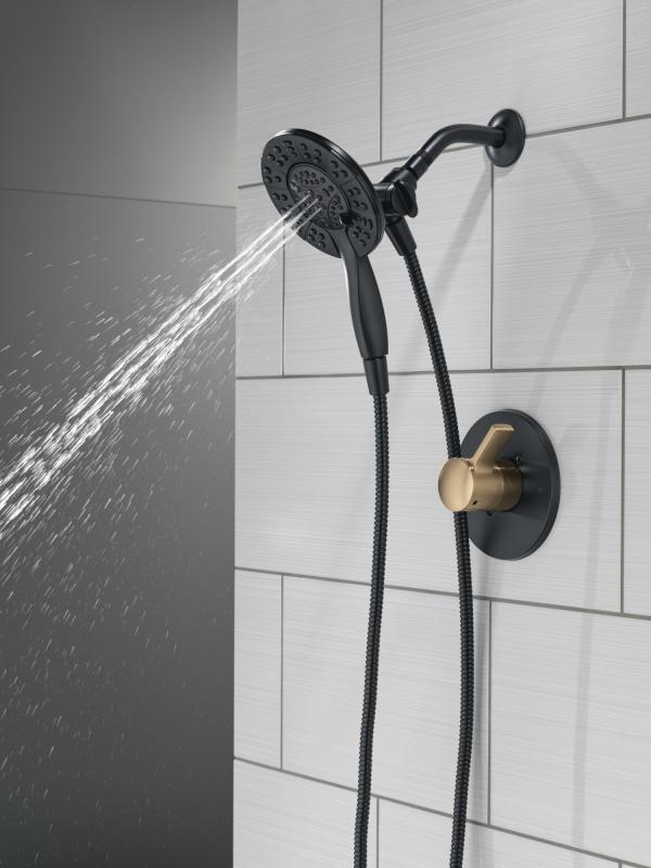DELTA Albion  Monitor 14 Series Shower Only Trim Only with In2ition Hand Shower — Matte Black / Champagne Bronze