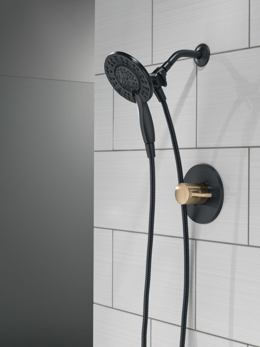 DELTA Albion  Monitor 14 Series Shower Only Trim Only with In2ition Hand Shower — Matte Black / Champagne Bronze