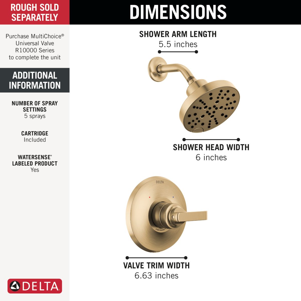 DELTA Tetra 14 Series Shower Trim — Lumicoat® Champagne Bronze