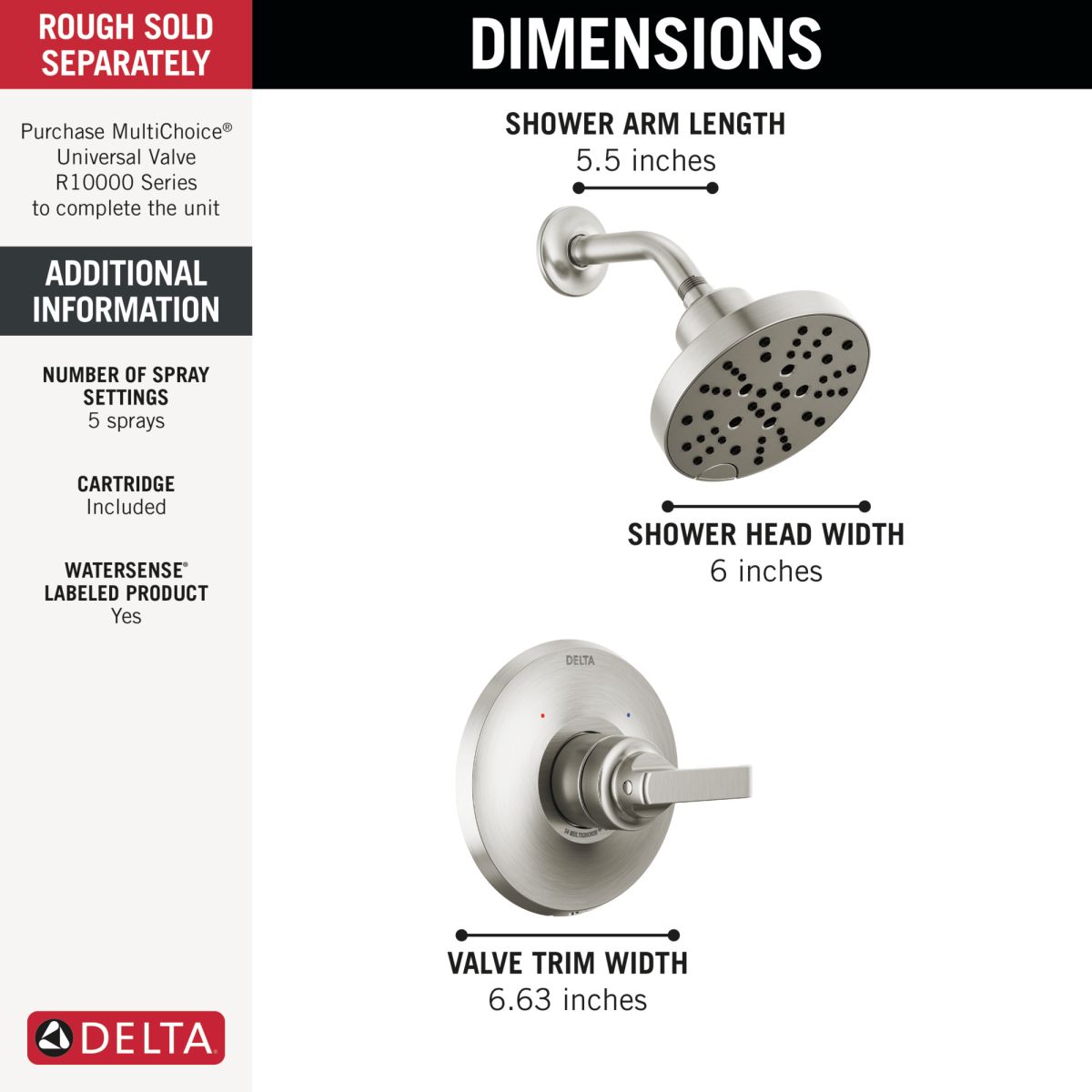 DELTA Tetra 14 Series Shower Trim — Lumicoat® Stainless