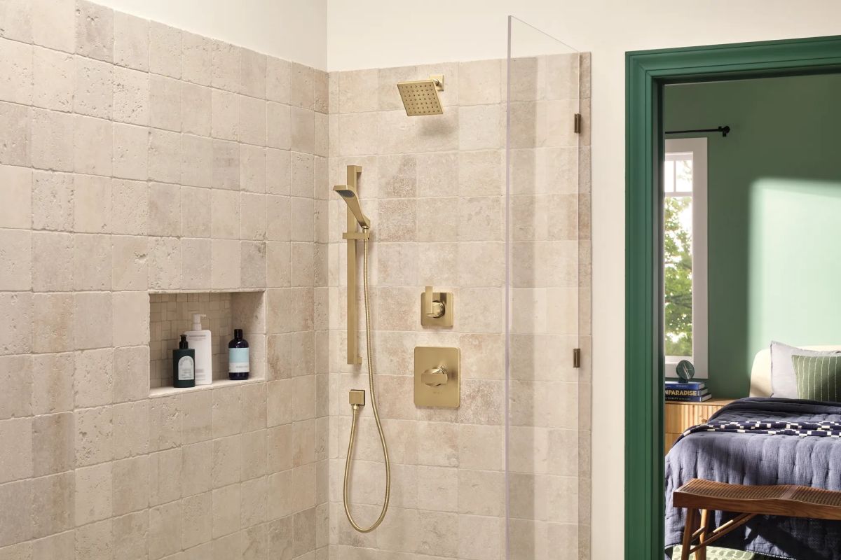 DELTA Dryden Premium Single-Setting Slide Bar Hand Shower — Champagne Bronze