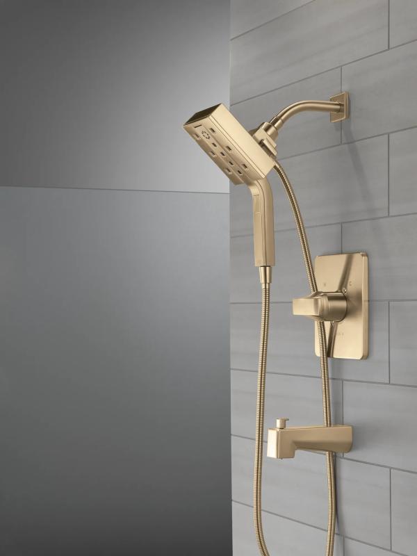 DELTA Universal Showering Components H2Okinetic In2ition 4-Setting Two-In-One Shower — Lumicoat® Champagne Bronze