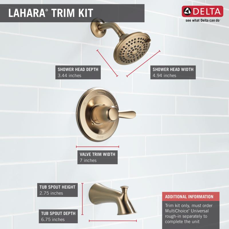 DELTA Lahara Monitor 14 Series Tub & Shower Trim — Champagne Bronze