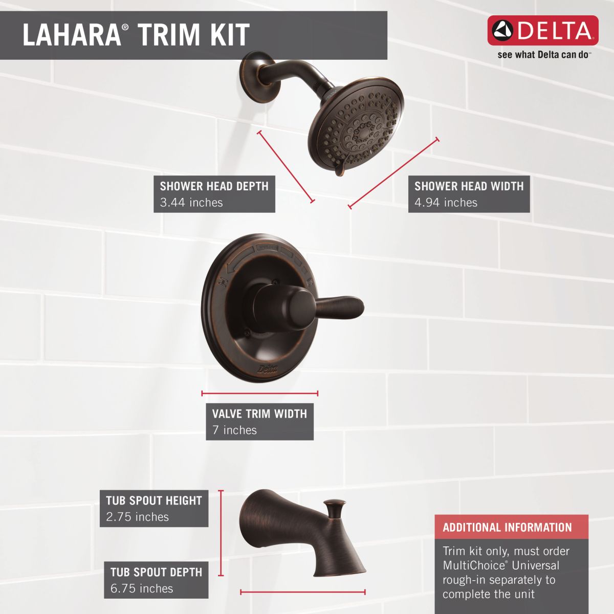 DELTA Lahara Monitor 14 Series Tub & Shower Trim — Venetian Bronze