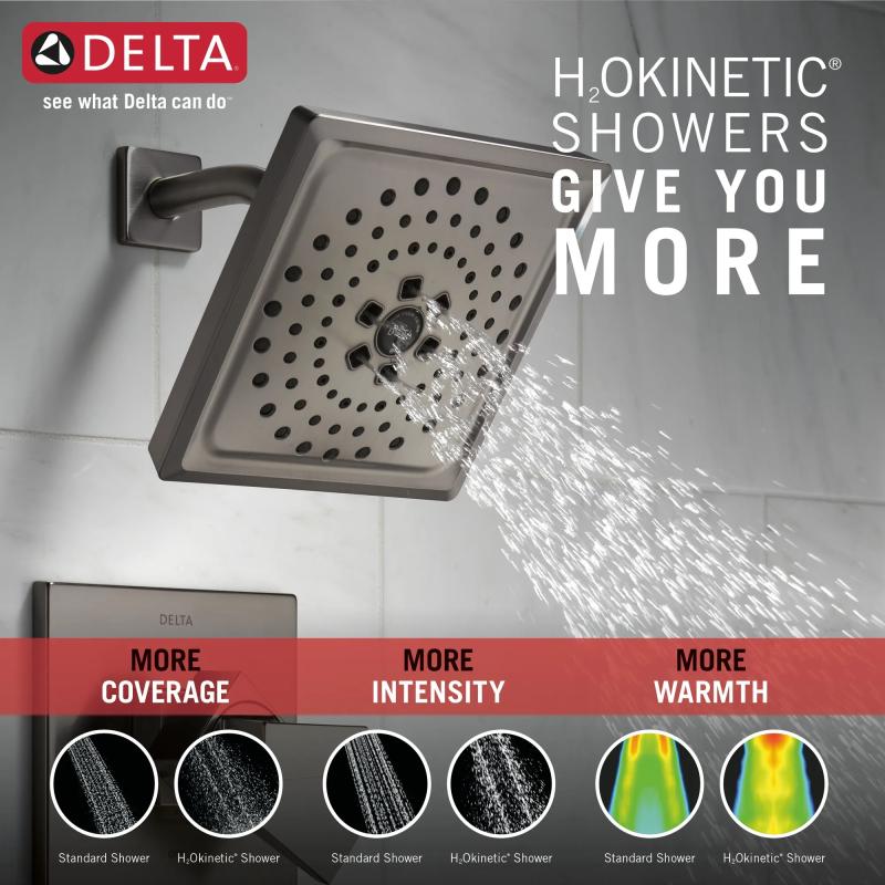 DELTA Trillian 14 Series H2Okinetic Tub Shower Trim — Lumicoat® Black Stainless