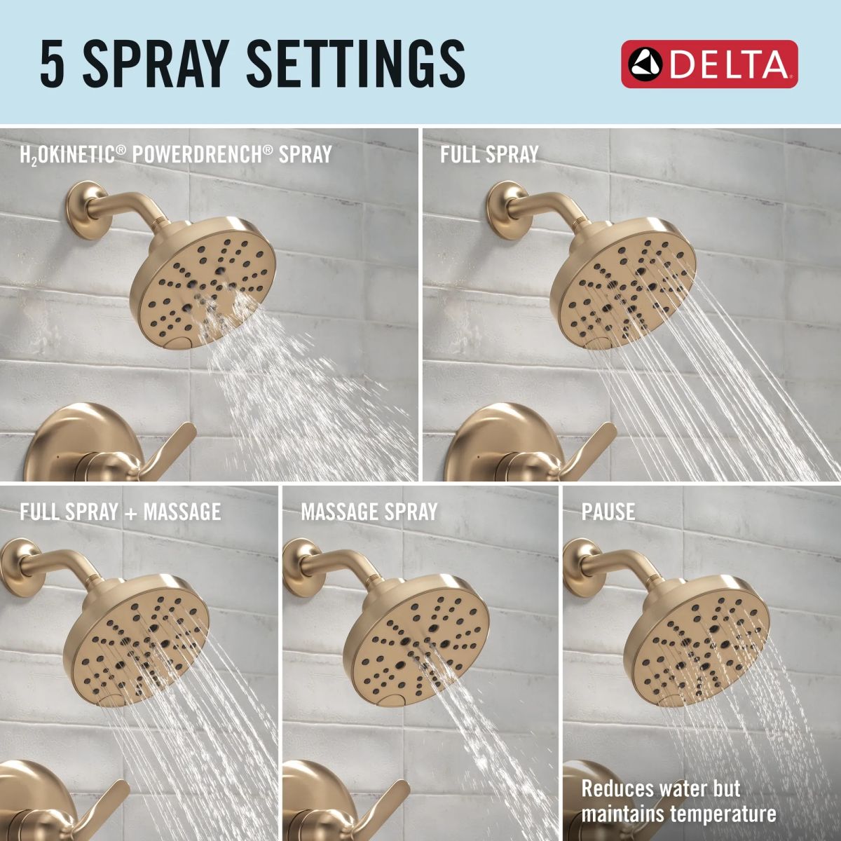 DELTA Bonacci 14 Series Tub Shower Trim — Lumicoat® Champagne Bronze