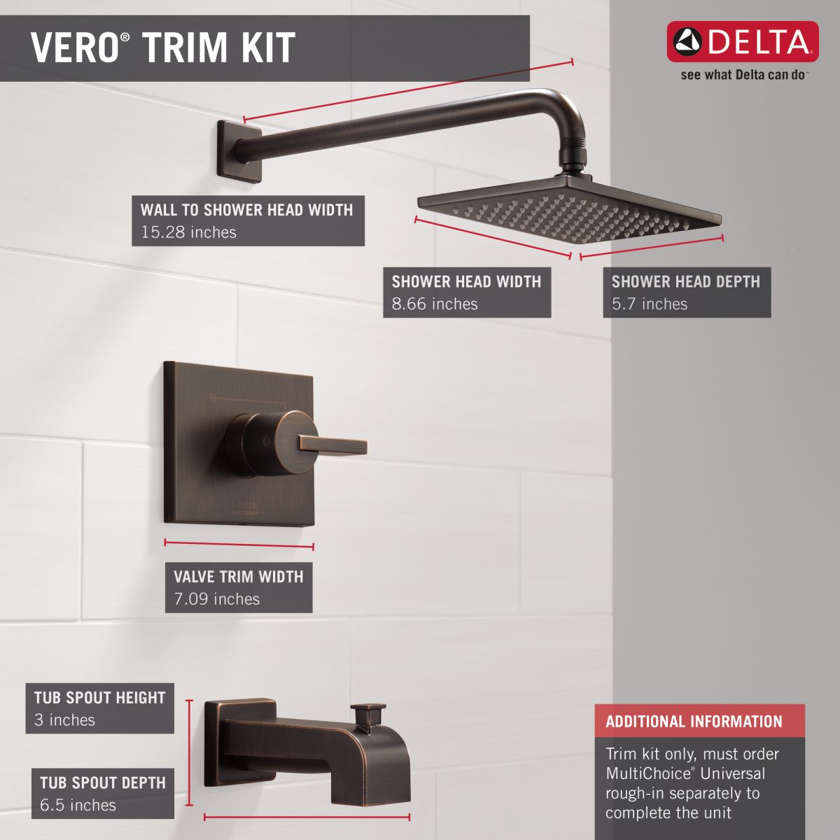 DELTA Vero Monitor 14 Series Tub & Shower Trim — Venetian Bronze