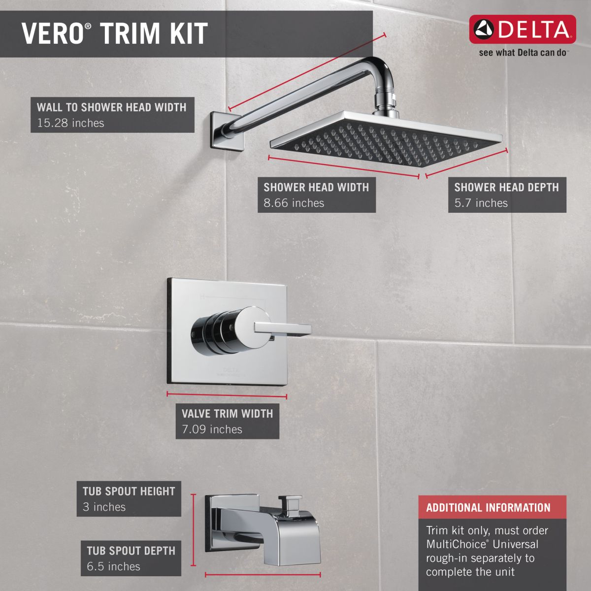 DELTA Vero Monitor 14 Series Tub & Shower Trim — Chrome