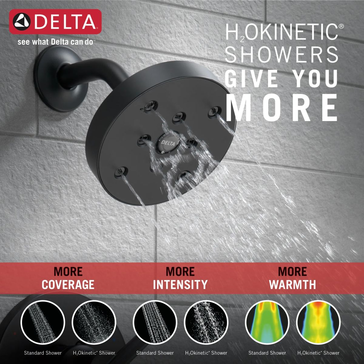 DELTA Trinsic Monitor 14 Series H2OKINETIC Tub & Shower Trim — Matte Black
