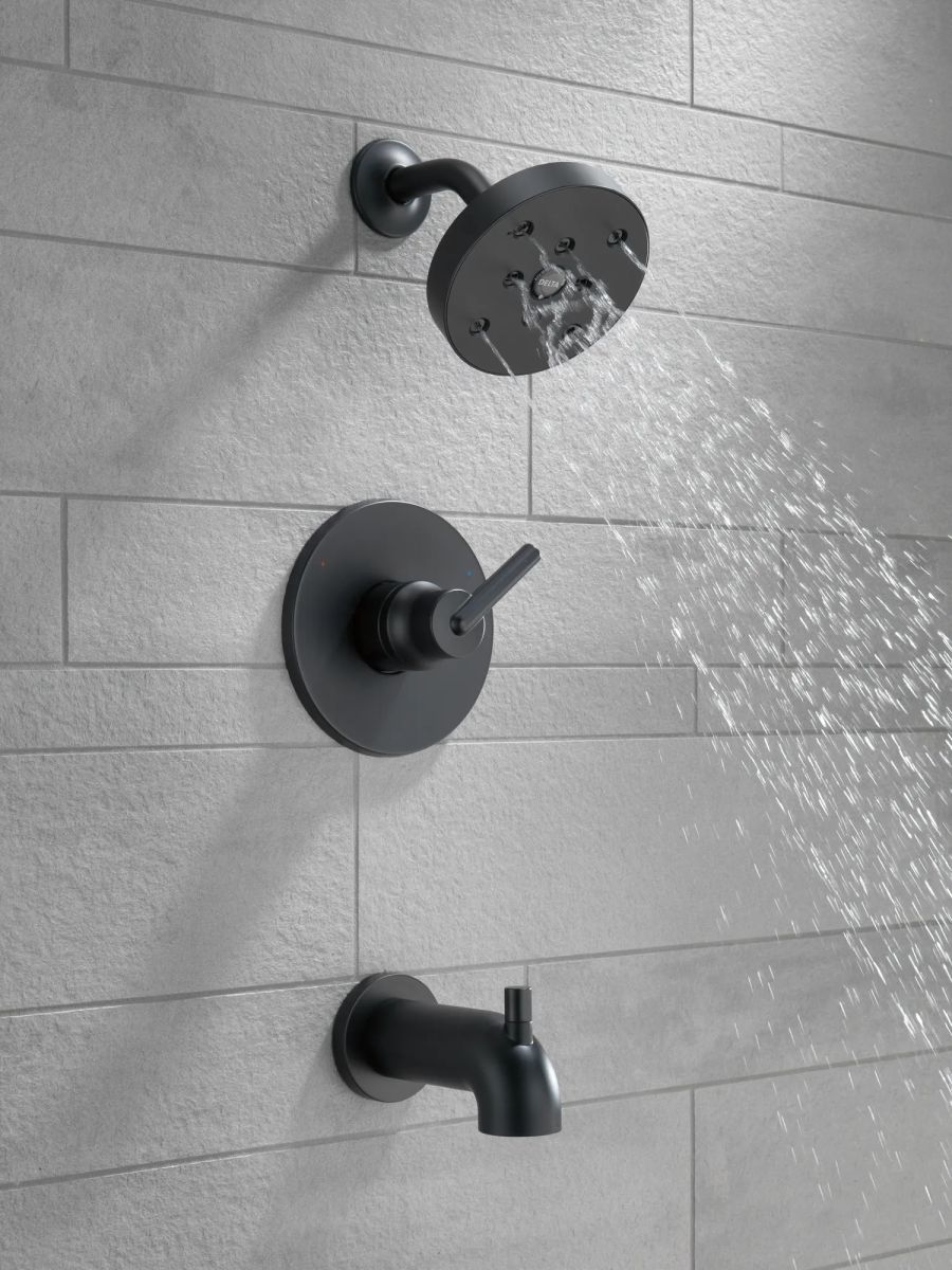 DELTA Trinsic Monitor 14 Series H2OKINETIC Tub & Shower Trim — Matte Black