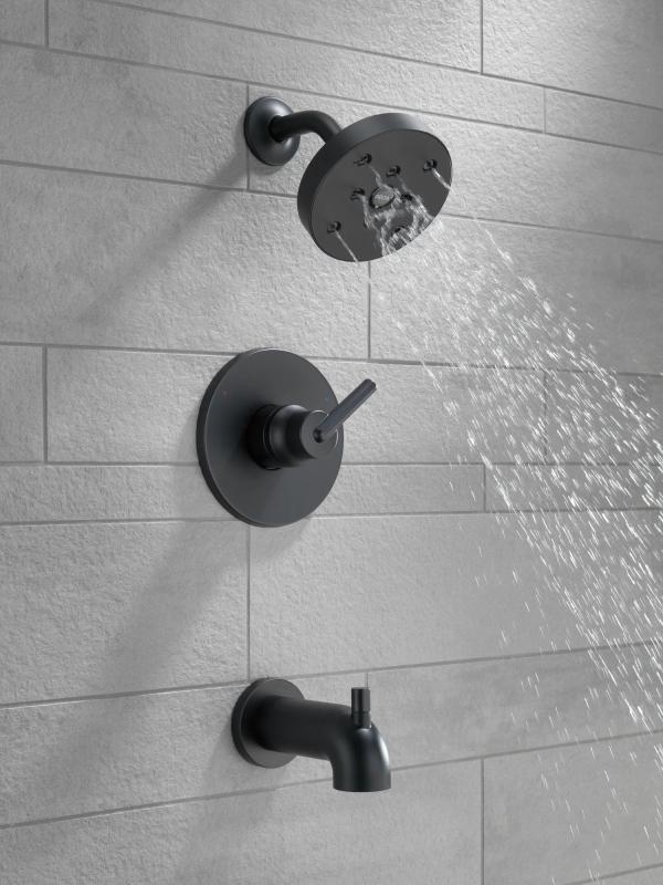 DELTA Trinsic Monitor 14 Series H2OKINETIC Tub & Shower Trim — Matte Black