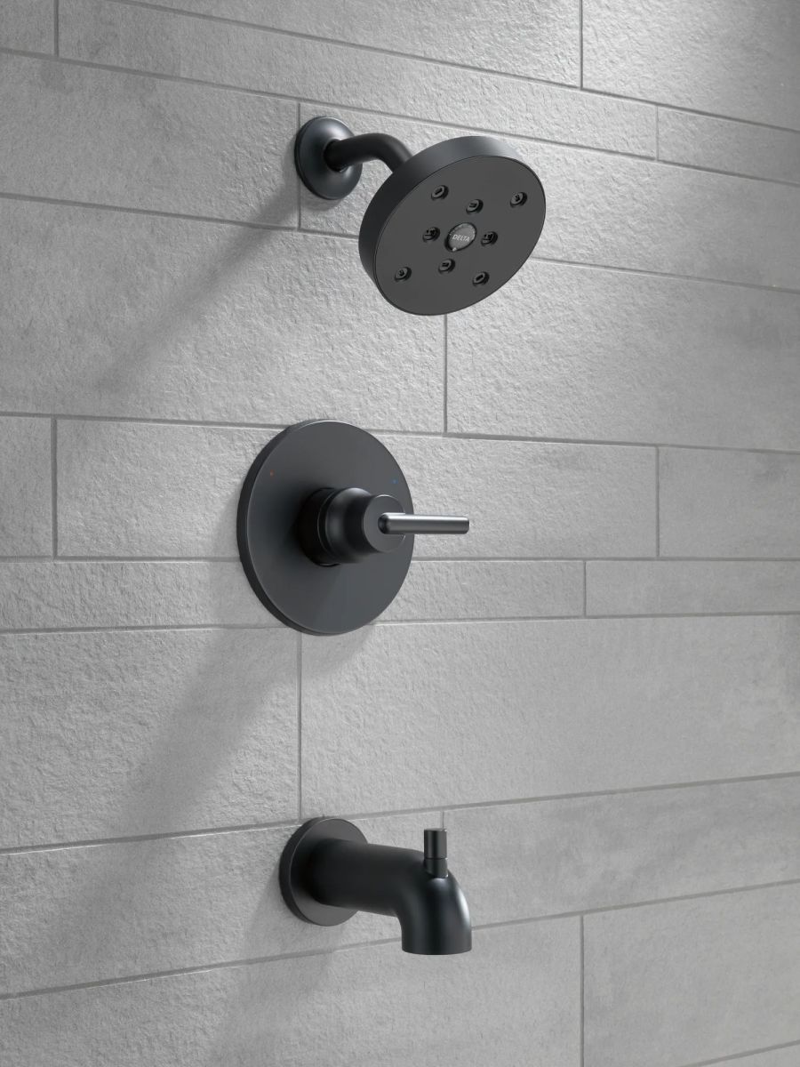 DELTA Trinsic Monitor 14 Series H2OKINETIC Tub & Shower Trim — Matte Black