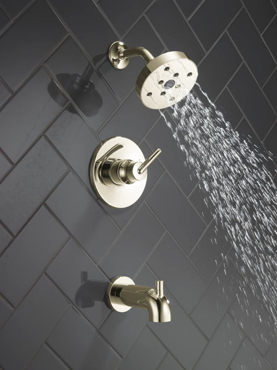 DELTA Trinsic Monitor 14 Series H2OKINETIC Single Handle Tub & Shower Trim — Polished Nickel
