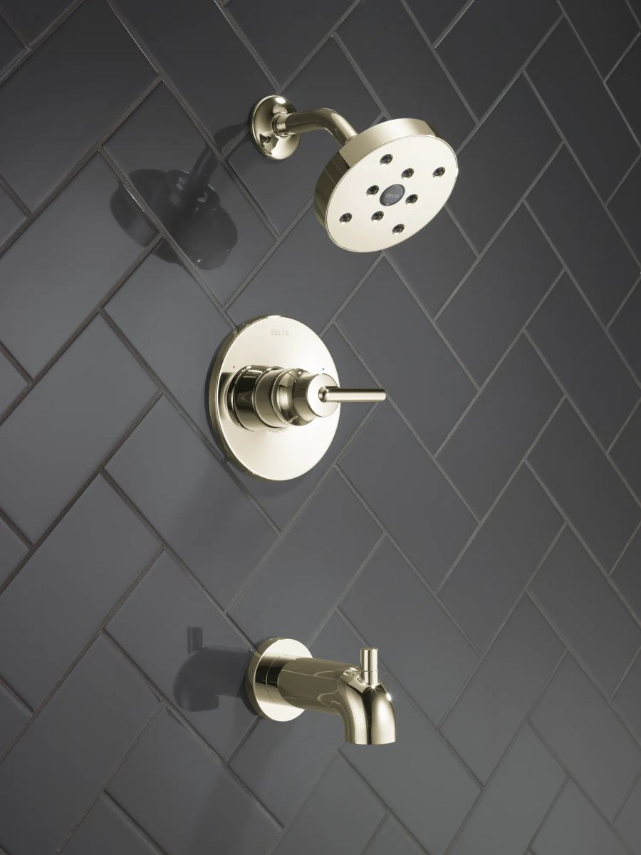 DELTA Trinsic Monitor 14 Series H2OKINETIC Single Handle Tub & Shower Trim — Polished Nickel