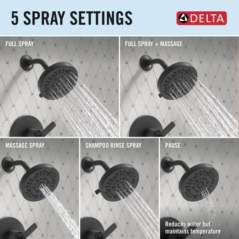 DELTA Lineax Monitor 14 Series Tub & Shower Trim — Matte Black