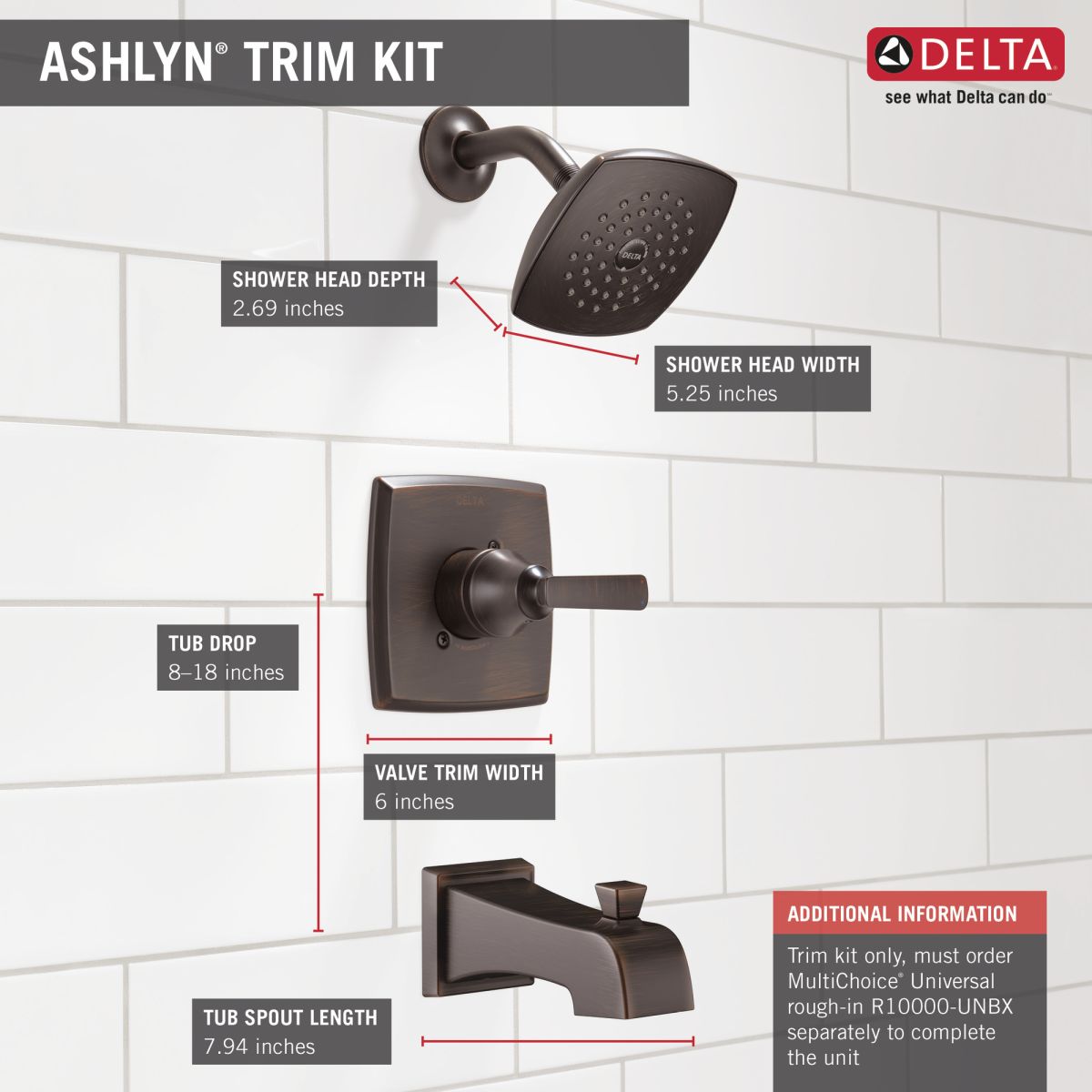 DELTA Ashlyn Monitor 14 Series Tub & Shower Trim — Venetian Bronze