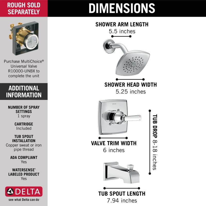 DELTA Ashlyn Monitor 14 Series Tub & Shower Trim — Chrome