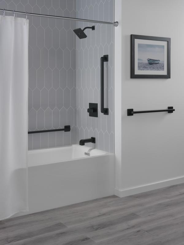 DELTA BathSafety Angular Modern Decorative ADA Grab Bar - 24" — Matte Black
