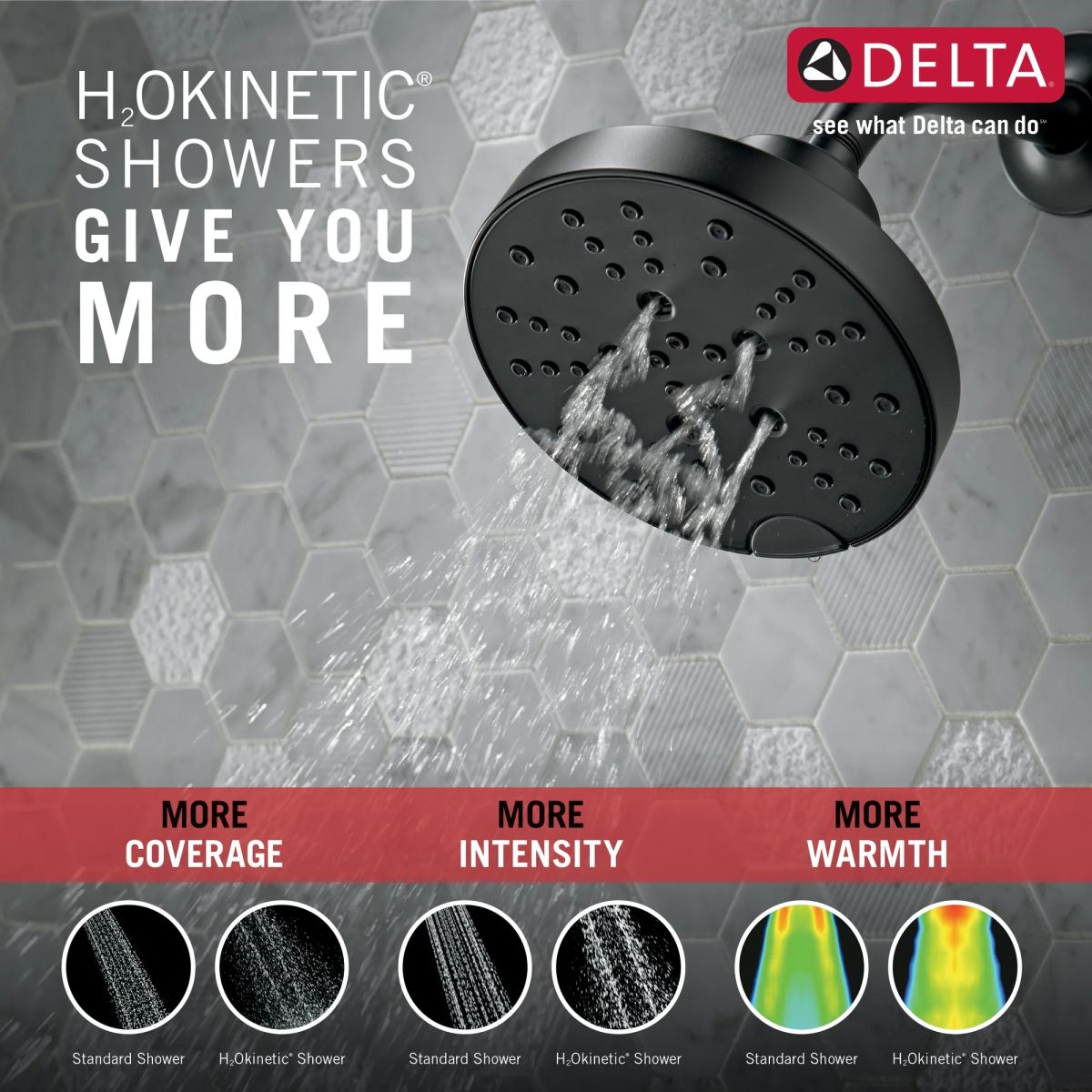 DELTA Galeon 14S Tub Shower Trim with H2OKinetic — Matte Black