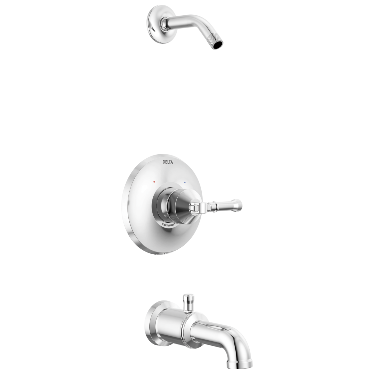 DELTA Broderick 14 Series Tub Shower Trim - Less Head — Lumicoat® Chrome