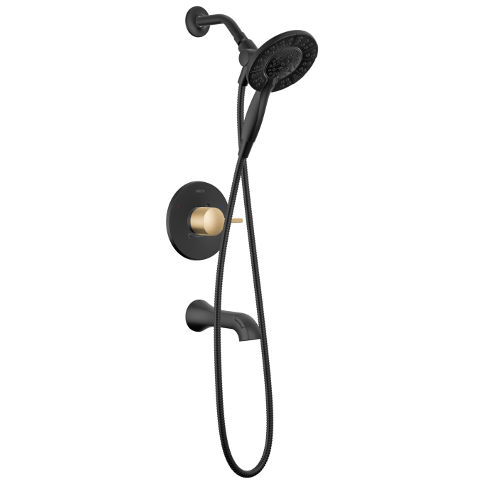 DELTA Albion  Monitor 14 Series Tub and Shower Trim Only with In2ition Hand Shower — Matte Black / Champagne Bronze