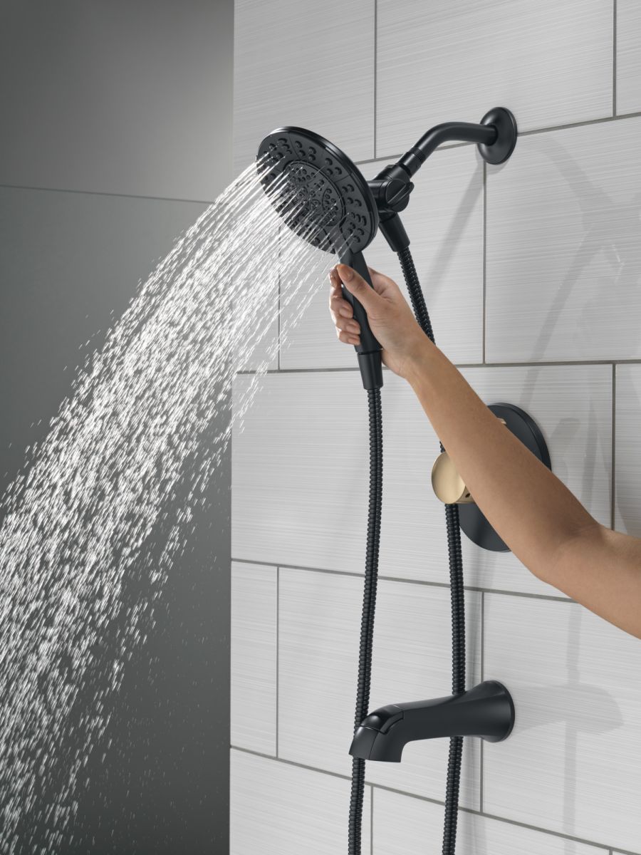 DELTA Albion  Monitor 14 Series Tub and Shower Trim Only with In2ition Hand Shower — Matte Black / Champagne Bronze