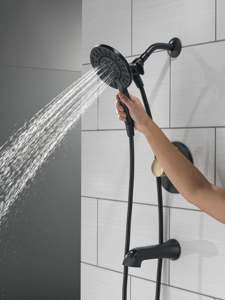 DELTA Albion  Monitor 14 Series Tub and Shower Trim Only with In2ition Hand Shower — Matte Black / Champagne Bronze