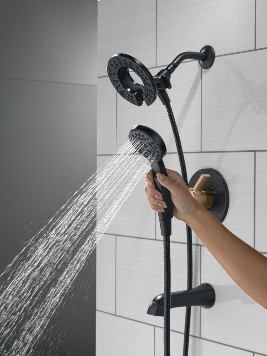 DELTA Albion  Monitor 14 Series Tub and Shower Trim Only with In2ition Hand Shower — Matte Black / Champagne Bronze