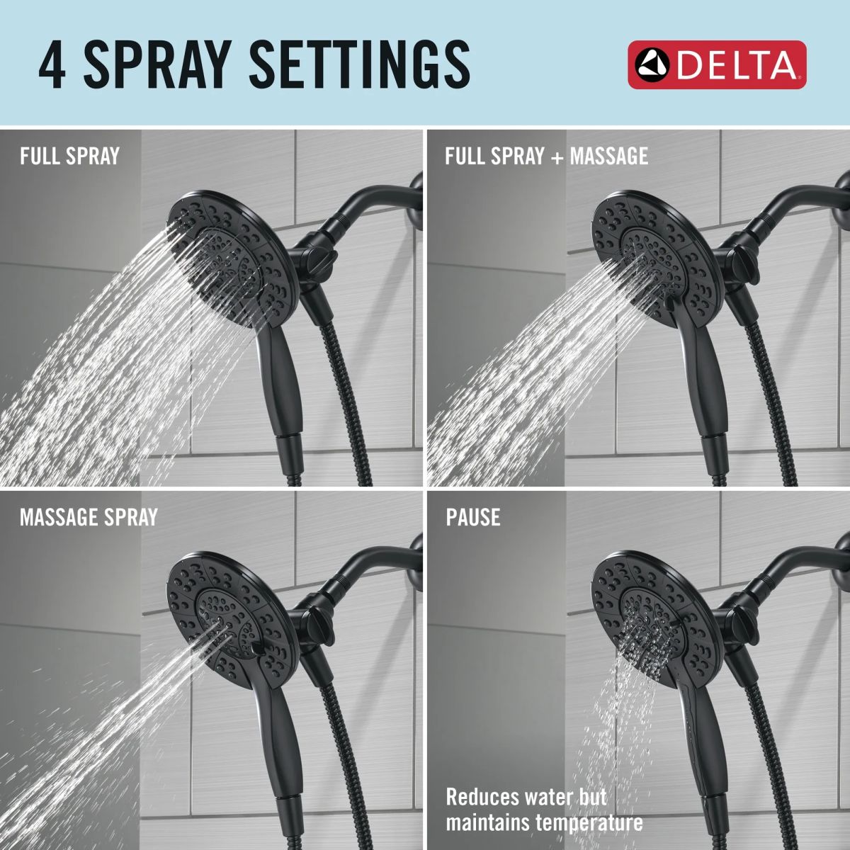 DELTA Albion  Monitor 14 Series Tub and Shower Trim Only with In2ition Hand Shower — Matte Black / Champagne Bronze