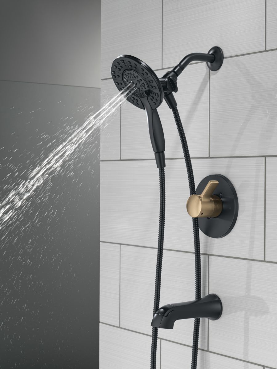 DELTA Albion  Monitor 14 Series Tub and Shower Trim Only with In2ition Hand Shower — Matte Black / Champagne Bronze